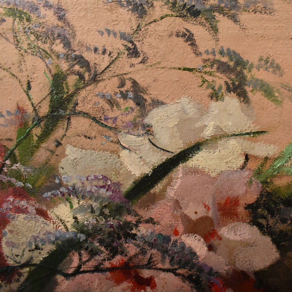 QF788 8a antique floral roses painting flower oil still life XIX